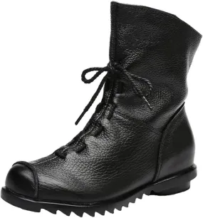 Women's Leather Casual Soft Flat Boots
