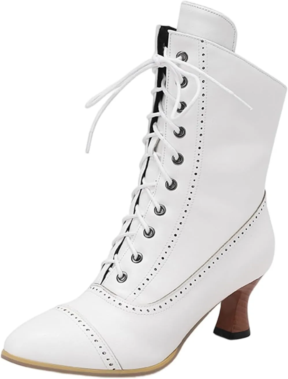 Women's Mid Calf Boots Women Casual Boots Fashion Kitten Heel Lace up Side Zipper Mid Calf Women Boots Low Heel Boots