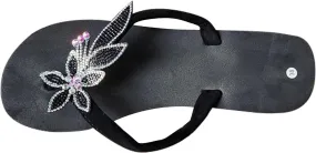 Women's New Beach Sandals Flower Leaf Bright Diamond Rhinestones Flip-flop Casual Thong Cushion Platform Sandal