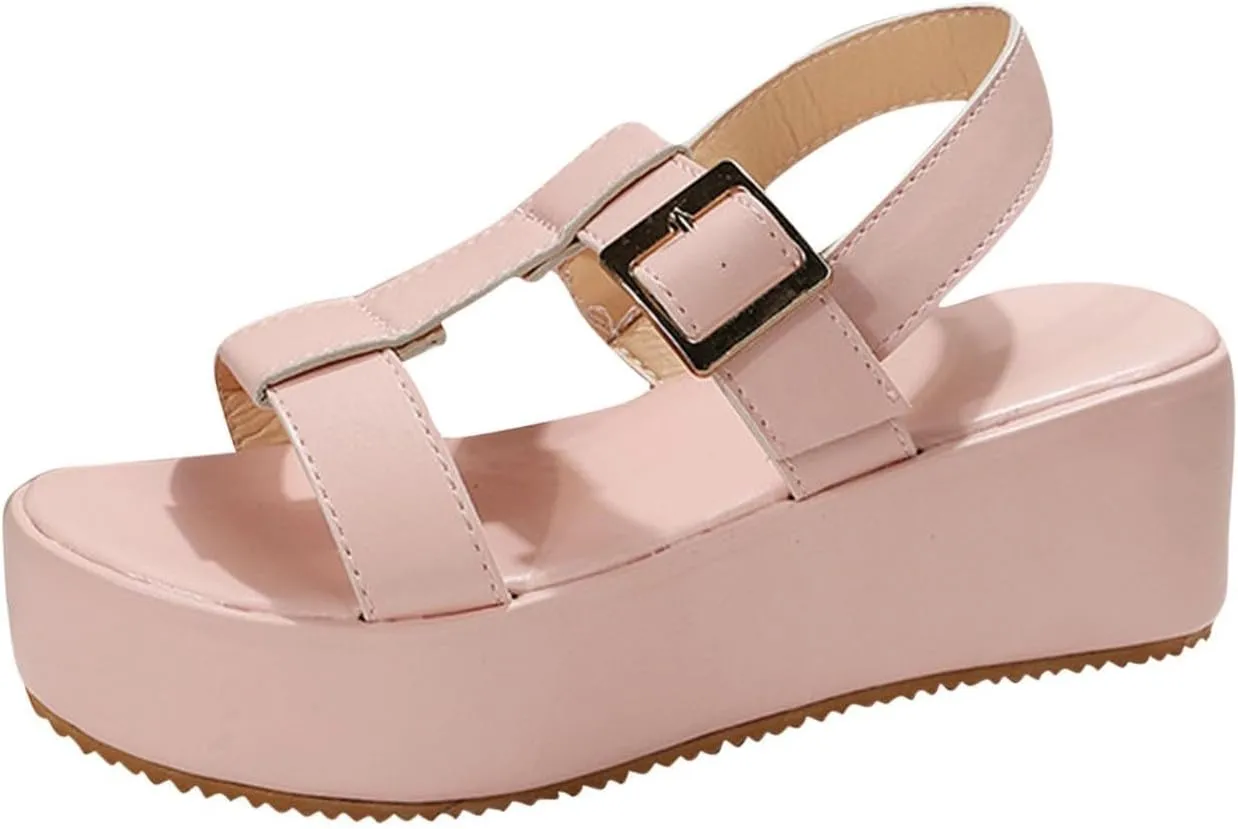 Womens Platform Sandals with Soft Cushioned Footbed Open Toe Sandal Slip on Sandals Ankle Strap Flatform Wedge Comfortable Lightweight Wedges for Summer Shoes 2025