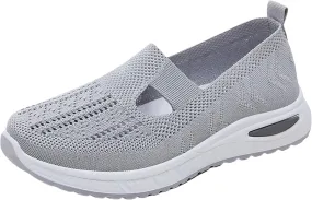 Women's Woven Orthopedic Breathable Soft Shoes Non Slip Work Shoes Women Flat Feet Women Shoes Casual Fashion Sneakers White Tennis Shoe White Loafers